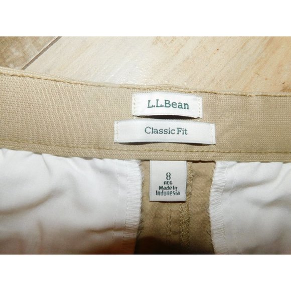 L.L. Bean Womens Classic Fit Khaki Skirt Knee Length Elastic Waist Size 8 - Picture 3 of 3